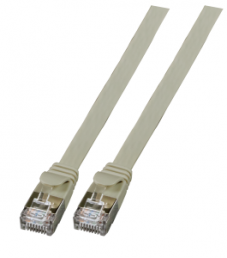 Patch cable with flat cable, RJ45 plug, straight to RJ45 plug, straight, Cat 6A, U/FTP, PVC, 1.5 m, gray
