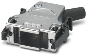 D-Sub connector housing, size: 2 (DA), angled 45°, cable Ø 3 to 8.5 mm, zinc die casting, silver, 1419725