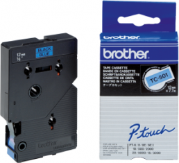 Labelling tape cartridge, 12 mm, tape blue, font black, 7.7 m, TC501