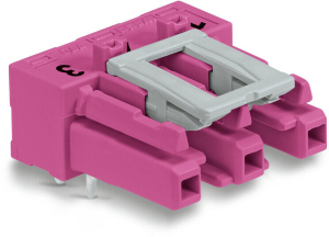 Socket, 3 pole, spring-clamp connection, pink, 770-883/011-000/081-000