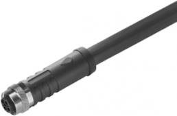 Sensor actuator cable, M12-cable socket, straight to open end, 4 pole, 3 m, PUR, black, 12 A, 2050160300