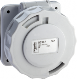 CEE surface-mounted socket, 2 pole, 16 A/20-25 V, white, 10 h, IP67, 82963