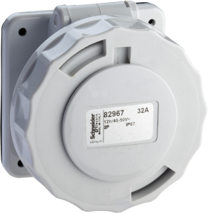 CEE surface-mounted socket, 2 pole, 16 A/40-50 V, white, IP67, 82953