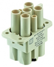 Socket contact insert, Compact, 6 pole, equipped, axial screw connection, with PE contact, 09120062762