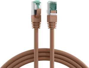 Patch cable, RJ45 plug, straight to RJ45 plug, straight, Cat 6A, S/FTP, LSZH, 10 m, brown