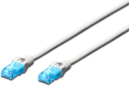 Patch cable, RJ45 plug, straight to RJ45 plug, straight, Cat 5e, U/UTP, PVC, 1 m, white