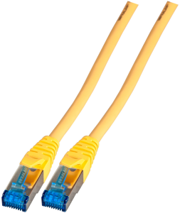 Patch cable, RJ45 plug, straight to RJ45 plug, straight, Cat 6A, S/FTP, LSZH, 10 m, yellow