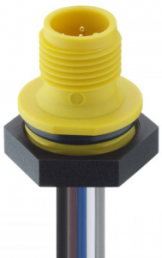 Sensor actuator cable, M12-flange plug, straight to open end, 4 pole, 0.5 m, PVC, yellow, 4 A, 1230 04 T16CW102 0,5M
