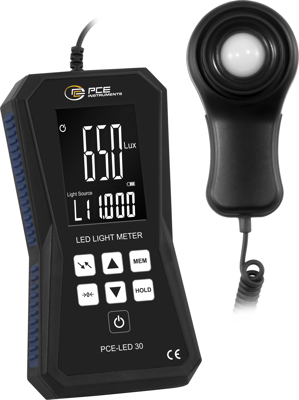 PCE-LED 30 PCE Instruments Luxmeter, Sound Level Meter, Magnetic Field Tester Image 1