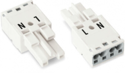 Socket, 2 pole, spring-clamp connection, 0.5-4.0 mm², white, 770-222