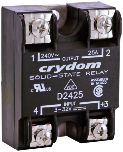 Solid state relay, 280 VAC, zero voltage switching, 3-32 VDC, 25 A, PCB mounting, D2425D