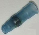 Butt connector with heat shrink insulation, transparent blue, 18.4 mm