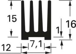 IC heatsink, 20.5 x 12 x 16 mm, 18 K/W, black anodized
