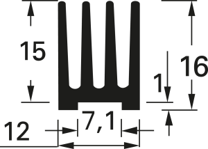 IC heatsink, 18 x 12 x 16 mm, 20 K/W, black anodized