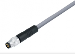 Sensor actuator cable, M8-cable plug, straight to open end, 3 pole, 5 m, PVC, gray, 4 A, 79 3405 45 03