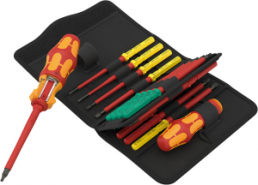 VDE ratchet screwdriver kit, PH1, PH2, S1, S2, T10, T15, T20, T25, 0.4 mm, 0.6 mm, 0.8 mm, 1 mm, 1.2 mm, 9 mm, Phillips/Pozidriv/slotted/hexagon/TORX/square, BL 157 mm, 05006619001