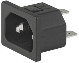 Plug C14, 3 pole, snap-in, PCB connection, black, 6162.0137