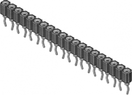 IC contact spring strip, 20 pole, pitch 2.54 mm , for DIL-IC