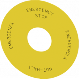 Label for emergency stop pushbutton, 3SU1900-0BC31-0NB0