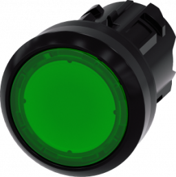 Indicator light, illuminable, groping, waistband round, green, mounting Ø 22.3 mm, 3SU1001-0AD40-0AA0