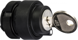 Key switch, unlit, waistband round, front ring black, mounting Ø 22 mm, ZA2BG2