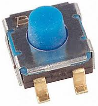 Short-stroke pushbutton, 1 Form A (N/O), 100 mA/16 V, unlit , actuator (L 1.65 mm), 300 g, gull-wing