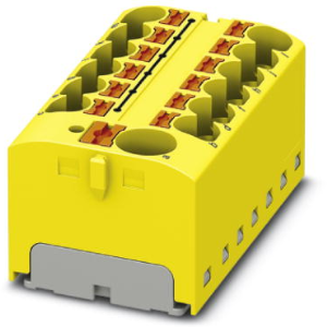 Distribution block, push-in connection, 0.2-6.0 mm², 13 pole, 32 A, 6 kV, yellow, 3273884