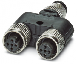 Adapter, M12 (4 pole, plug) to M12 (4 pole, socket), Y-shape, 1527618