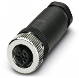 Socket, M12, 4 pole, screw connection, screw locking, straight, 1696439