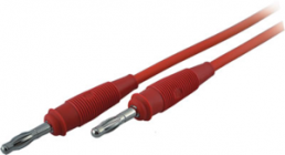 Measuring lead with (4 mm plug, spring-loaded, straight) to (4 mm plug, spring-loaded, straight), 1 m, red, silicone, 1.0 mm², CAT O