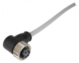 Sensor actuator cable, 7/8"-cable socket, angled to open end, 4 pole, 3 m, PVC, gray, 21349900495030
