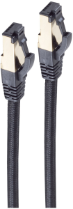 Patch cable, RJ45 plug, straight to RJ45 plug, straight, Cat 6A, S/FTP, PVC, 7.5 m, black
