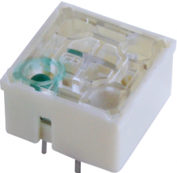 Short-stroke pushbutton, Form A (N/O), 250 mA/35 V AC/DC, illuminated, green, actuator (transparent, L 0.7 mm), 2.9 N, THT