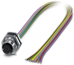 Sensor actuator cable, M12-flange socket, straight to open end, 12 pole, 0.5 m, 1.5 A, 1411589
