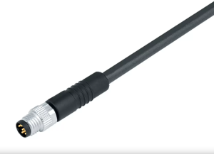 Sensor actuator cable, M8-cable plug, straight to open end, 4 pole, 5 m, PUR, black, 4 A, 79 3381 55 04