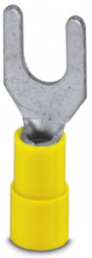 Insulated forked cable lug, 4.0-6.0 mm², AWG 12 to 10, M6, yellow