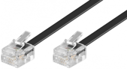 Modular cable, RJ11 plug, straight to RJ11 plug, straight, CCA, 15 m, black