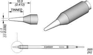 Soldering tip, conical, Ø 1 mm, C245041
