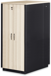 32 HE SOUNDproof cabinet, wood decor maple, (H x W x D) 1666 x 750 x 1130 mm, IP20, sheet steel, black, DN-19 32U-SO-M