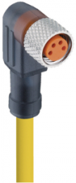 Sensor actuator cable, M8-cable socket, angled to open end, 4 pole, 10 m, PUR, yellow, 4 A, 14364