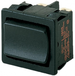 Rocker switch, black, 2 pole, (On)-Off-(On), changeover switch (2 pole), 6 A/250 VAC, IP40, unlit, unprinted