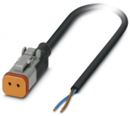 Sensor actuator cable, cable socket to open end, 2 pole, 1.5 m, PUR, black, 8 A, 1410728