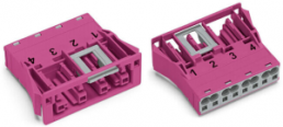 Socket, 4 pole, snap-in, spring-clamp connection, 0.5-4.0 mm², pink, 770-784
