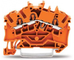 3-wire feed-through terminal, spring-clamp connection, 0.25-4.0 mm², 1 pole, 24 A, 8 kV, orange, 2002-6302