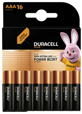 DURACELL PLUS POWER BOOST AAA16 Duracell Round Cells, 9V Blocks