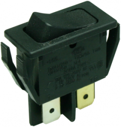 Rocker switch, black, 2 pole, On-Off, off switch, 16 (4) A/250 VAC, 10 (4) A/250 VAC, IP40, unlit, unprinted