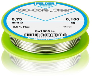 Solder wire, lead-free, Sn100Ni+, Ø 0.75 mm, 100 g