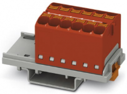 Distribution block, push-in connection, 0.2-6.0 mm², 12 pole, 32 A, 6 kV, red, 3273552