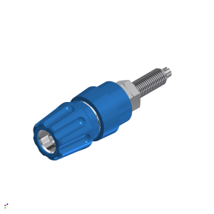 Pol terminal with claw edge, threaded bolt M6 and 2.6 mm transverse hole, blue