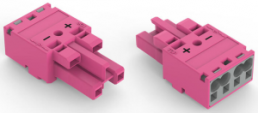 Socket, 2 pole, spring-clamp connection, 0.5-4.0 mm², pink, 770-282/082-000